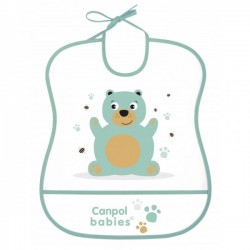 Canpol babies Plastový bryndák s kapsičkou Cute Animals - Medvídek