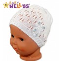 Háčkovaná čepička Mašle Baby Nellys ® - s flitry - bílá