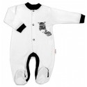 Baby Nellys Bavlněný overálek Zebra - bílý