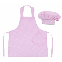 Kuchařská sada Junior MasterChef - zástěra + čepice + rukavice, růžová/bílé tečky