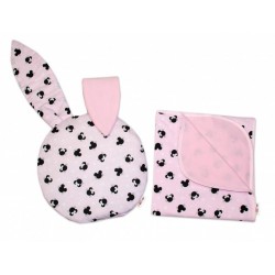 2-dílná sada do kočárku Baby Nellys jersey s oušky, Minnie - růžová