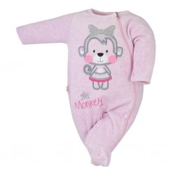 Kojenecký semiškový overal Koala Monkey růžový