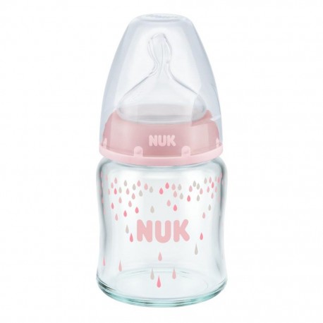 Skleněná kojenecká láhev NUK First Choice 120 ml růžová