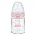 Skleněná kojenecká láhev NUK First Choice 120 ml růžová