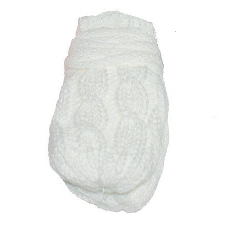 BABY NELLYS Zimní pletené kojenecké rukavičky se vzorem - bílé