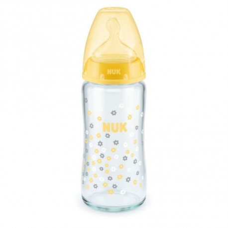Skleněná kojenecká láhev NUK First Choice 240 ml žlutá