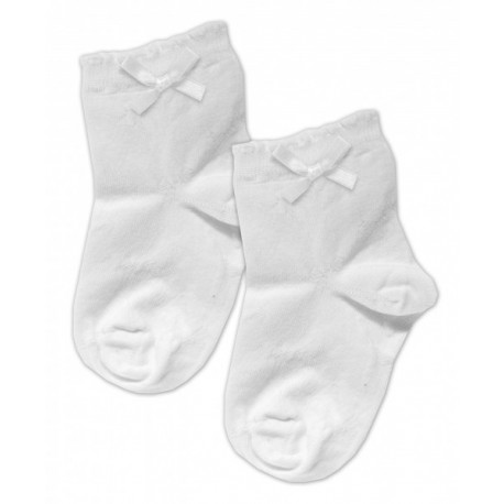 Baby Nellys Bavlněné ponožky s mašličkou - bílé
