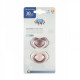 Canpol Babies Sada 2 ks symetrických silikonových dudlíků, 0-6m+, PURE COLOR růžová/bord