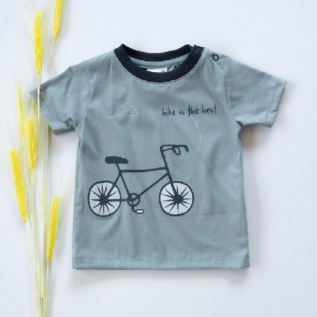 K-Baby Klučičí bavlněné triko, krátký rukáv - modro/šedé, Bike is the best