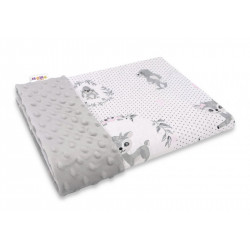 Baby Nellys Bavlněná deka s Minky 100x75cm, Koloušek, šedá,růžová