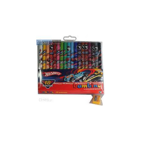 Bambino pastelky dřevěné s ořezávátkem Hot Wheels 18 ks