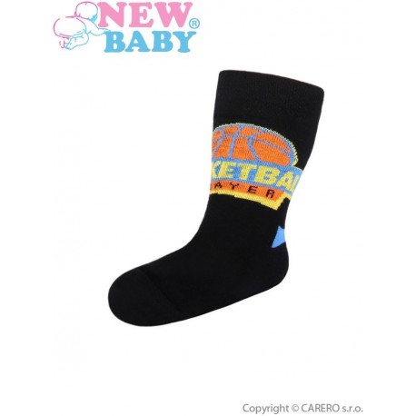 Dětské bavlněné ponožky New Baby černé basketball