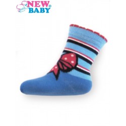 Dětské bavlněné ponožky New Baby modré s mašličkou