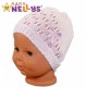 Háčkovaná čepička Mašle Baby Nellys ® - s flitry - sv. růžová