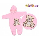 BABY NELLYS Kombinézka/overálek Teddy Bear - růžová vel. 56/62