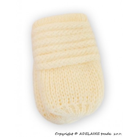 BABY NELLYS Zimní pletené kojenecké rukavičky - smetana