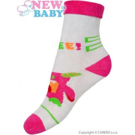 Dětské froté ponožky New Baby šedo-růžové s robotem