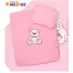 Baby Nellys 2-dílná sada do kočárku jersey Medvídek Teddy Bear - růžová