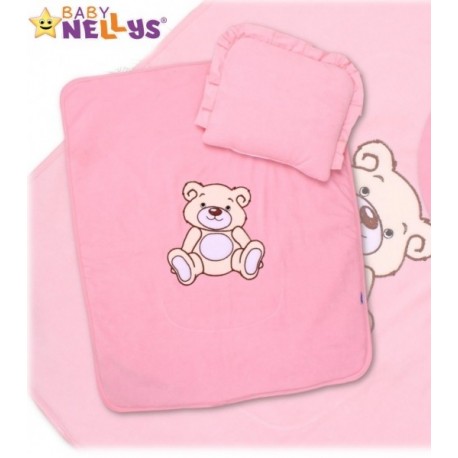 Baby Nellys 2-dílná sada do kočárku jersey Medvídek Teddy Bear - růžová