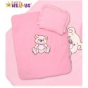 Baby Nellys 2-dílná sada do kočárku jersey Medvídek Teddy Bear - růžová