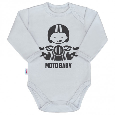 Body s potiskem New Baby Moto baby šedé